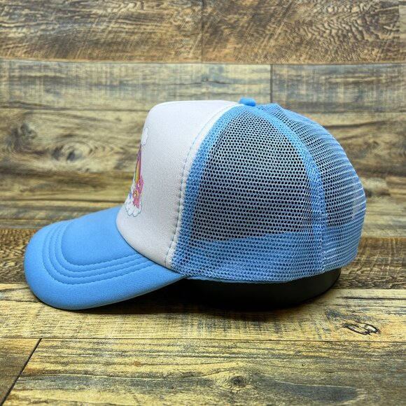 Care Bears Unisex Trucker Hat Baby Blue Snapback 80s Cartoon Throwback Cap - Picture 4 of 5